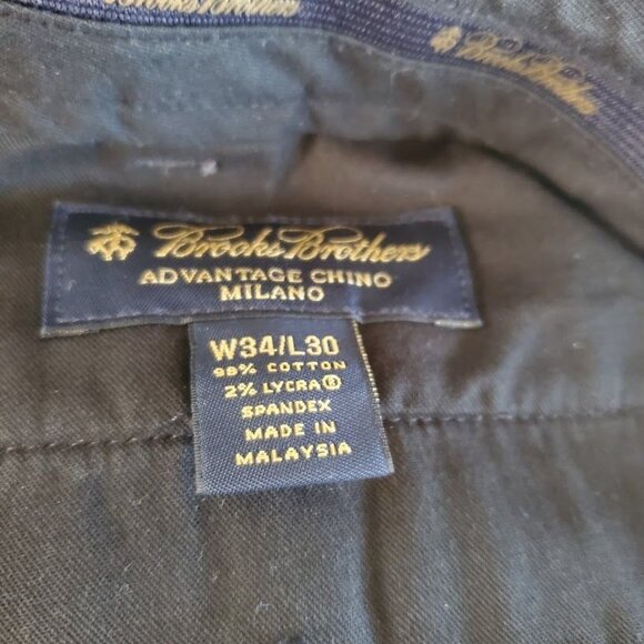 Brooks Brothers Advantage Chino Milano Fit Gray Pants Men's Slim Fit 34/30 - Picture 3 of 4